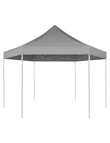 Gazebo Plegable Hexagonal GROSERY 3.6m x 3.1m Gris