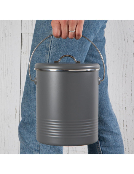 Cubo de Compost Ahora Diseños 4.7L Acero Recubierto Carbón Cubo de Compost Ahora Diseños 4.7L Acero Recubierto Carbón