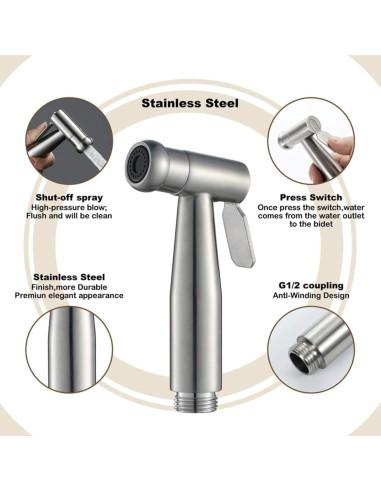 Rociador de Bidet de Mano ABSOK Acero Inoxidable Fácil Instalación