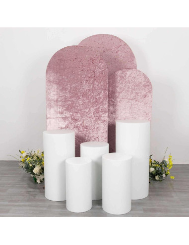 Juego de 3 Fundas de Terciopelo Aplastado Efavormart Rosa Polvoriento 1.52m, 1.83m, 2.13m