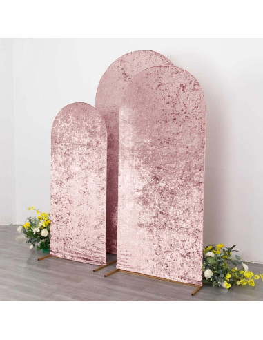 Juego de 3 Fundas de Terciopelo Aplastado Efavormart Rosa Polvoriento 1.52m, 1.83m, 2.13m