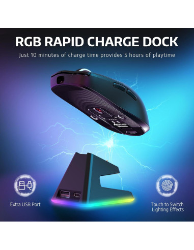Ratón Gaming Inalámbrico MANBASNAKE X6 49g RGB 26000DPI