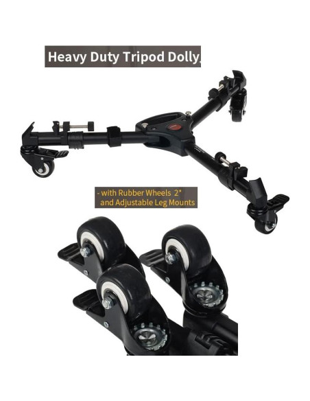 Carro de trípode T&YFOTOP con ruedas de goma y pierna ajustable Carro de trípode T&YFOTOP con ruedas de goma y pierna ajustable