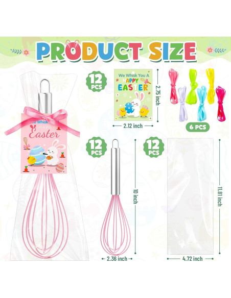 Juego de 12 Batidores de Pascua Funnymoom - Silicona y Acero Inoxidable Juego de 12 Batidores de Pascua Funnymoom - Silicona y Acero Inoxidable
