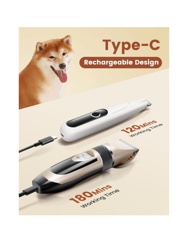 Kit de Aseo para Perros PAPMINI Inalámbrico 2000 mAh Oro