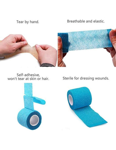 Cinta de Vendaje Elástico Autoadhesiva B&S FEEL 5cm x 4.5m - 12 Rollos