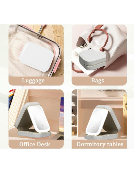 Espejo de Maquillaje LED YILIXI Ajustable Blanco con Bolsa Espejo de Maquillaje LED YILIXI Ajustable Blanco con Bolsa