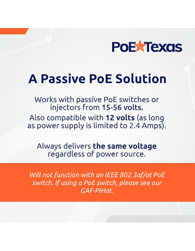PoE Texas PoE Hat para Raspberry Pi 3 B+ y 4 - 11.6g