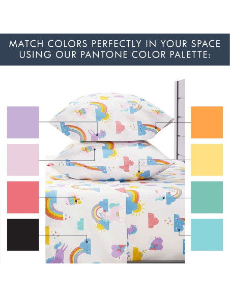 Juego de Sábanas de Cama Completa Donde los Puntos de Lunares Unicornio 4 Piezas Juego de Sábanas de Cama Completa Donde los Puntos de Lunares Unicornio 4 Piezas