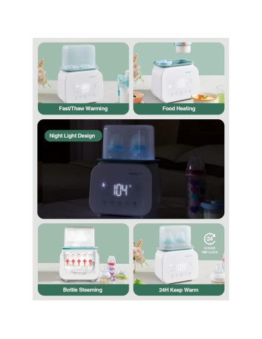 Calentador de Botellas MOMYEASY 7 en 1 Blanco con Control de Temperatura