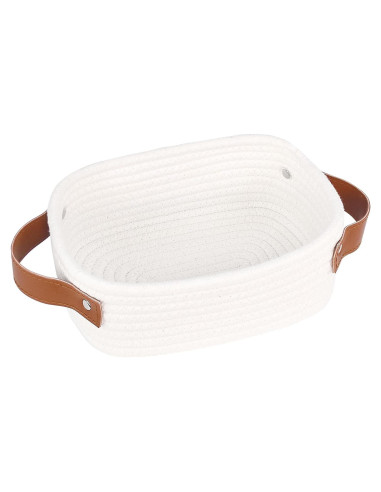 Cesta de Almacenamiento Pequeña ABenkle, Algodón Blanco