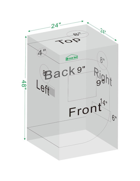 Carpa de Cultivo Interior Green Hut 60x60x120 cm 600D Mylar Carpa de Cultivo Interior Green Hut 60x60x120 cm 600D Mylar