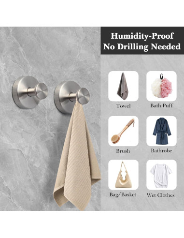 Ganchos de Ventosa KaloTidy para Baño y Cocina - 2 Unidades Plata