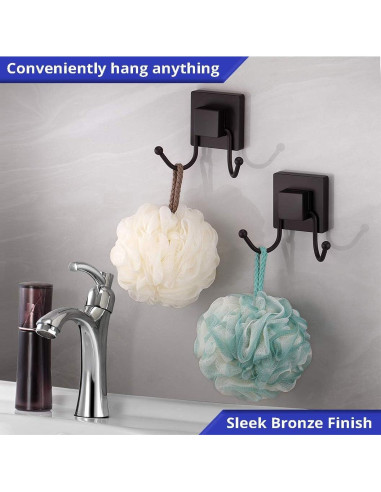 Ganchos de Succión HOME SO Dobles para Baño y Cocina - Acero Inoxidable Bronce