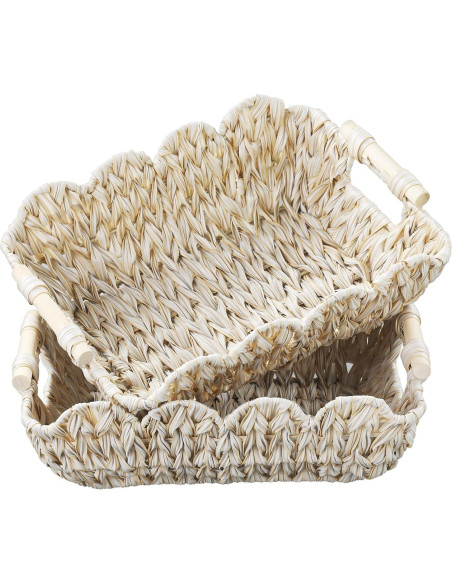 Cestas de Mimbre Tejidas a Mano Coeusy - 2 Piezas 39x28x12 cm Cestas de Mimbre Tejidas a Mano Coeusy - 2 Piezas 39x28x12 cm