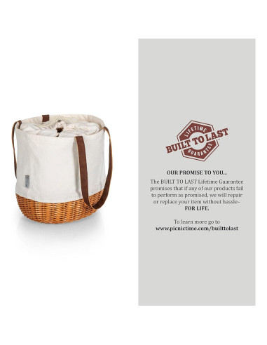 Canasto de Mimbre y Lona Coronado Picnic Time 35.88x29.05x34.04cm