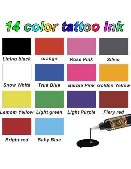 Set de Tinta para Tatuajes BAODELI 14 Colores 30ml Set de Tinta para Tatuajes BAODELI 14 Colores 30ml