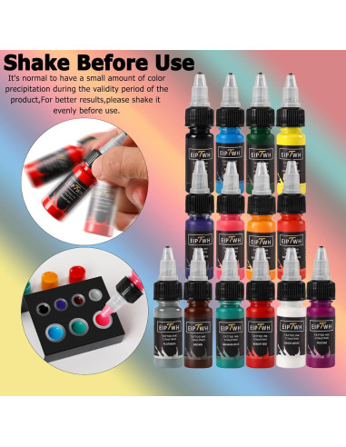 Juego de Tinta para Tatuajes EIPTWH 14 Colores 15ml