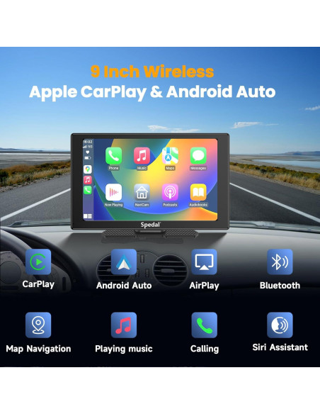 Pantalla Inalámbrica 9" Spedal 810L Carplay Android Auto 1080P Pantalla Inalámbrica 9" Spedal 810L Carplay Android Auto 1080P