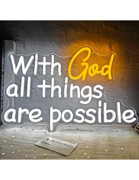 Letrero de Neón Con Dios Todas las Cosas Son Posibles Vveikea Letrero de Neón Con Dios Todas las Cosas Son Posibles Vveikea