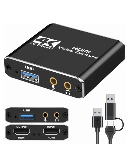Tarjeta de Captura HDMI 4K QIMIAOUS 1080p 60fps USB 3.0 Tarjeta de Captura HDMI 4K QIMIAOUS 1080p 60fps USB 3.0