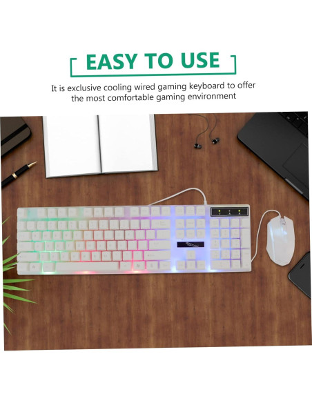 Teclado Mecánico USB Retroiluminado OSALADI Ergonómico Blanco Teclado Mecánico USB Retroiluminado OSALADI Ergonómico Blanco