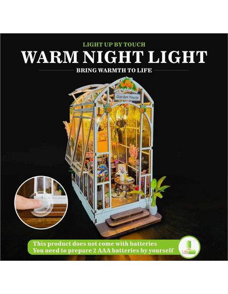 Kit de Rincón de Libros MEINESQIS Cabaña Jardín 3D LED Kit de Rincón de Libros MEINESQIS Cabaña Jardín 3D LED