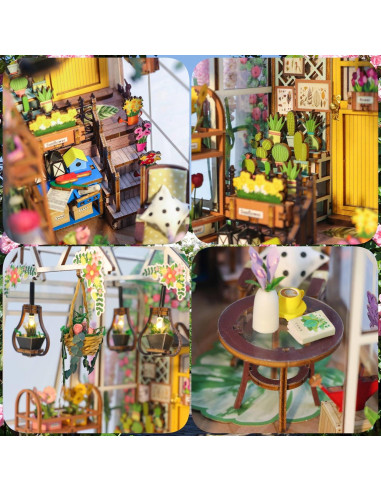 Kit de Rincón de Libros MEINESQIS Cabaña Jardín 3D LED