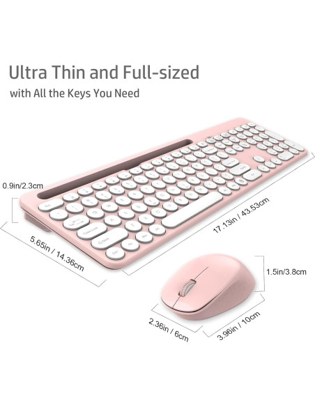 Combo Teclado y Ratón Inalámbrico LeadsaiL Rosa Ergonómico Combo Teclado y Ratón Inalámbrico LeadsaiL Rosa Ergonómico