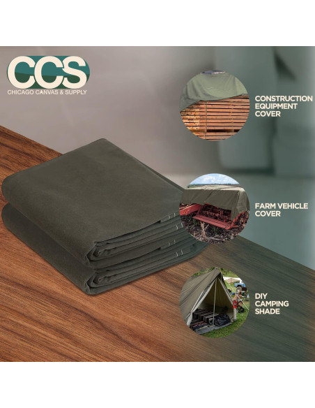 Lona Impermeable CCS 12x14 Pies Verde Oliva - Tela de Pato Resistente Lona Impermeable CCS 12x14 Pies Verde Oliva - Tela de Pato Resistente