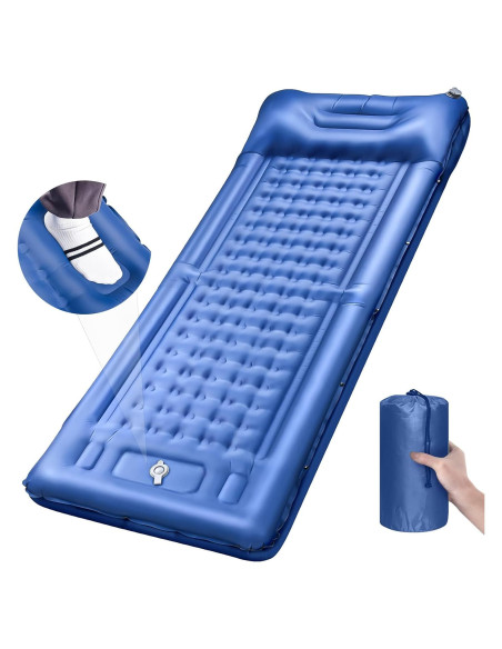Colchoneta Inflable LILTSDRAE 5" con Almohada y Bomba - Azul Colchoneta Inflable LILTSDRAE 5" con Almohada y Bomba - Azul