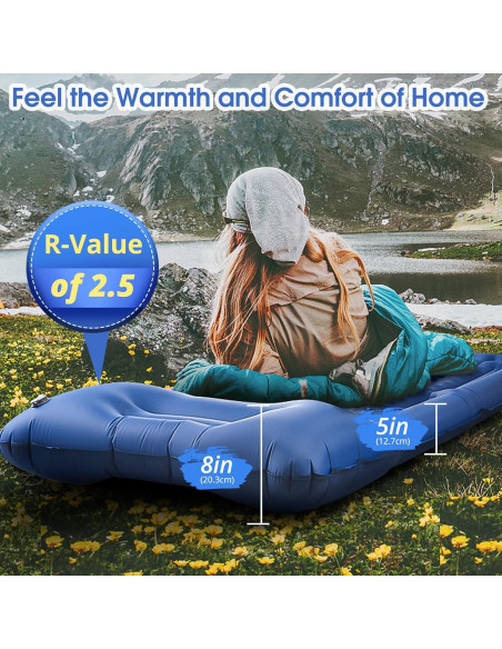 Colchoneta Inflable LILTSDRAE 5" con Almohada y Bomba - Azul Colchoneta Inflable LILTSDRAE 5" con Almohada y Bomba - Azul