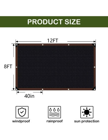 Tela de Sombra TOTOZAKUL 2.44x3.66 m Negra 70% Sombreado
