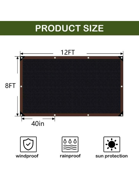 Tela de Sombra TOTOZAKUL 2.44x3.66 m Negra 70% Sombreado Tela de Sombra TOTOZAKUL 2.44x3.66 m Negra 70% Sombreado