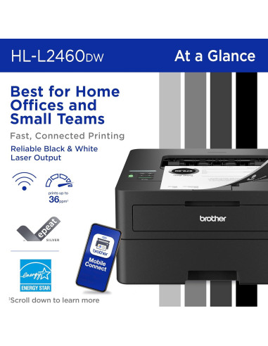 Impresora Láser Monocromática Brother HL-L2460DW Inalámbrica