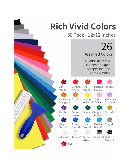 Vinilo Adhesivo Permanente Sooez 50 Paquetes 30.48cm x 30.48cm Vinilo Adhesivo Permanente Sooez 50 Paquetes 30.48cm x 30.48cm