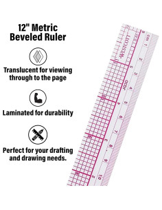 Regla Biselada Westcott B-65 30 cm Transparente 16 partes 2