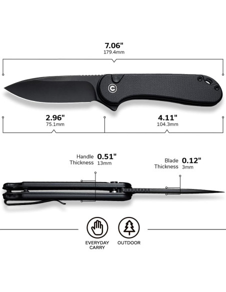 Cuchillo Plegable CIVIVI Elementum II 7.5 cm Nitro-V Negro Cuchillo Plegable CIVIVI Elementum II 7.5 cm Nitro-V Negro
