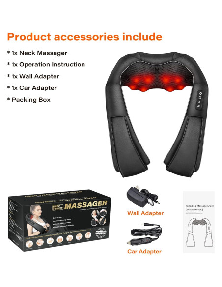 Masajeador Eléctrico de Cuello y Espalda WERTYI con Calor 3D Masajeador Eléctrico de Cuello y Espalda WERTYI con Calor 3D