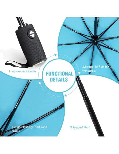 Paraguas ZOMAKE Compacto Automático 32.5cm Azul Claro