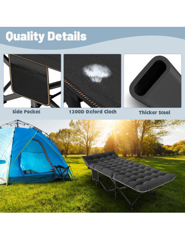 Cama de Camping Plegable Slsy XXL con Colchón Desmontable