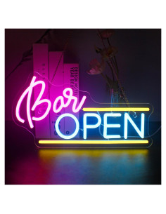 Cartel de Neón Abierto WX&YH LED 37x20 cm para Bar y Café