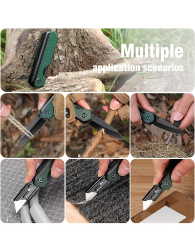 Cuchillo Plegable 2-en-1 WORKPRO G10 Verde con 10 Cuchillas SK5