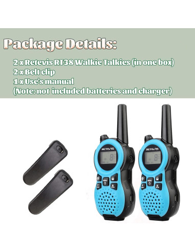 Walkie Talkies Retevis RT38 para Niños Azul - Comunicación FRS