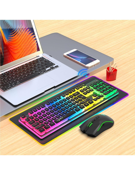 Combo Teclado y Ratón Gaming Inalámbrico Wekity RGB 4800 DPI Combo Teclado y Ratón Gaming Inalámbrico Wekity RGB 4800 DPI