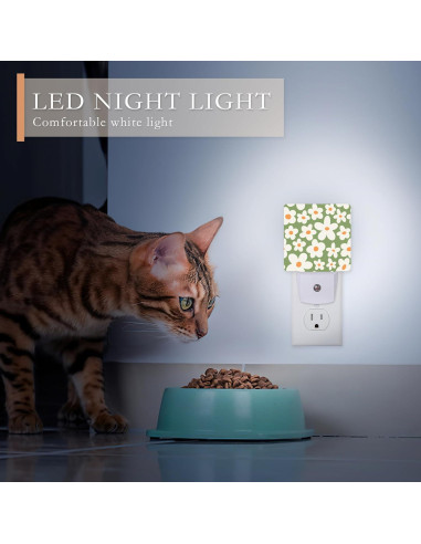 Luz Nocturna LED AOWULA Flores Psicodélicas Retro 11.5x7.5 cm