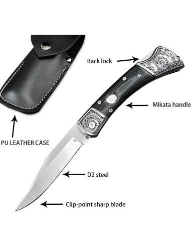 Cuchillo de bolsillo Goshawk G158-110 EDC acero D2 plegable