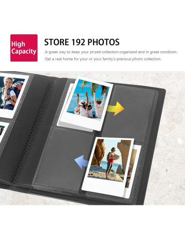 Álbum de fotos Rekeen 192 bolsillos para Instax Mini Negro