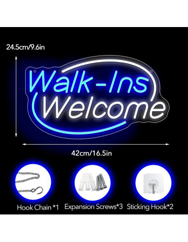 Cartel de Neón Bienvenidos Noasktt LED USB 42x24cm Azul y Blanco
