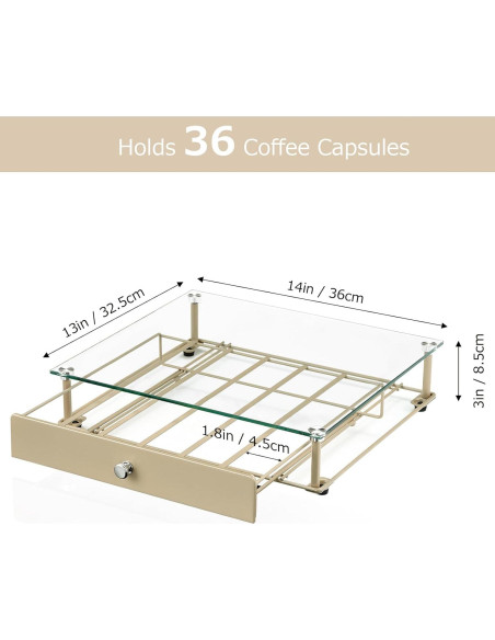Soporte para cápsulas de café Lycklig, vidrio templado, 36 K Cup Soporte para cápsulas de café Lycklig, vidrio templado, 36 K Cup